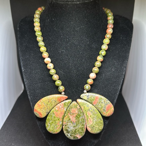 Pretty Little Gems Jewelry - Handmade Unakite Statement Necklace